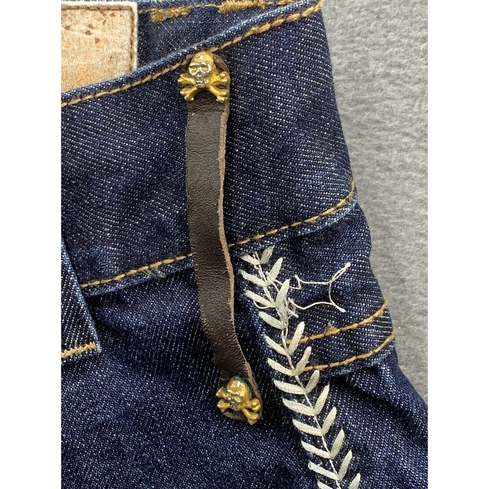 Cult 45 Denim Jeans Men's Size 42 Blue Baseball Theme Stitched Pockets Straight - Picture 16 of 16